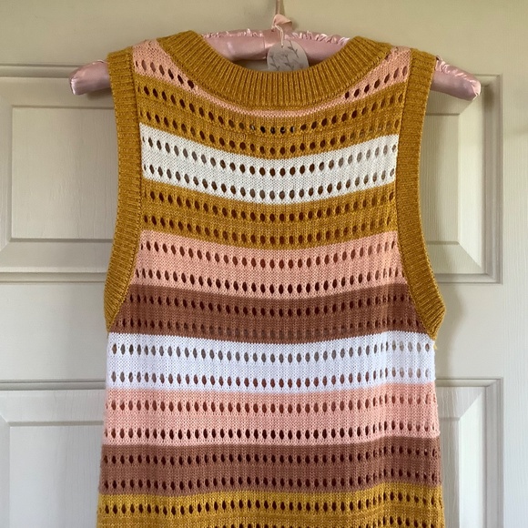 Matthew Bruch Striped Knit-Mesh Midi Tank Dress Sunset SZ 1/ US Small - Picture 9 of 14